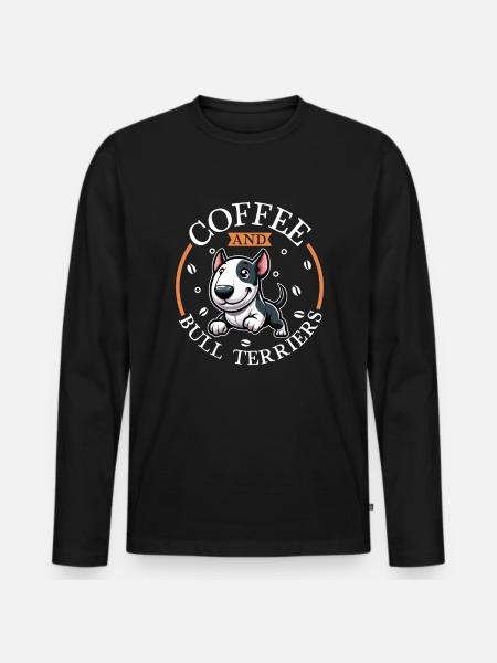 Café et Bull Terrier - T-shirt manches longues Premium bio Homme - noir