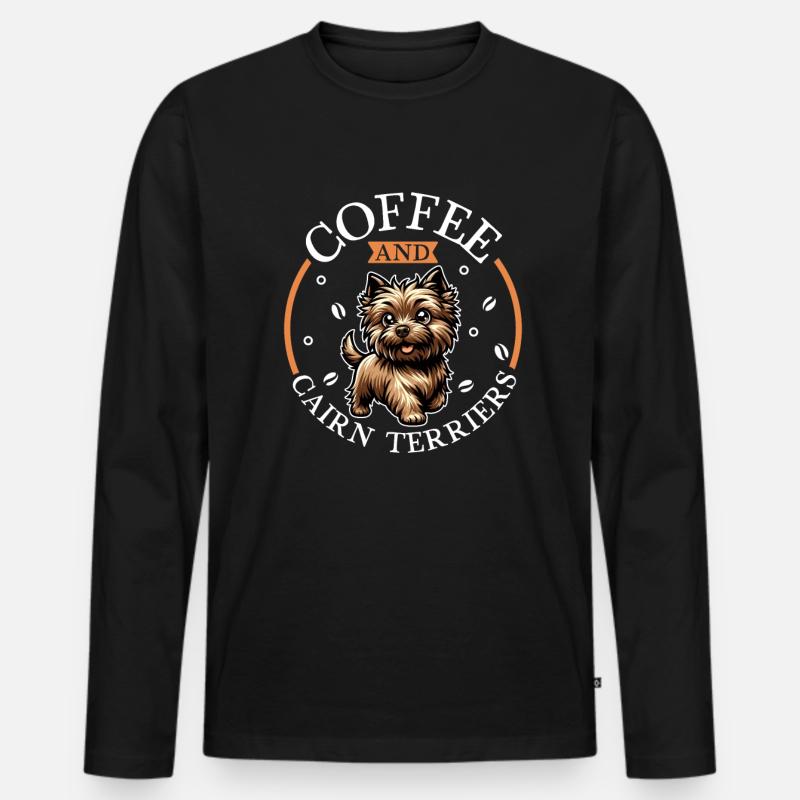 Kaffee und Cairn Terrier - Männer Premium Bio Langarmshirt - Schwarz