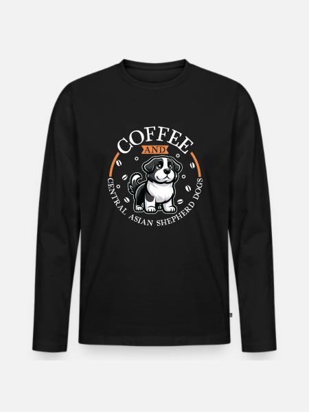 Coffee and Central Asian Ovcharka - Men's Premium Organic Long Sleeve Shirt - black
