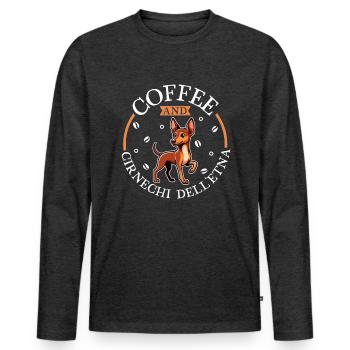 Coffee and Cirneco dell'Etna - Men's Premium Organic Long Sleeve Shirt - heather anthracite - Front - Nico (187cm)