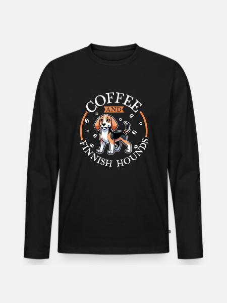 Coffee and Finnish Hound - Men's Premium Organic Long Sleeve Shirt - black