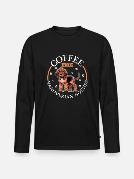 Coffee and Hanoverian Scent Hound - Men's Premium Organic Long Sleeve Shirt - black