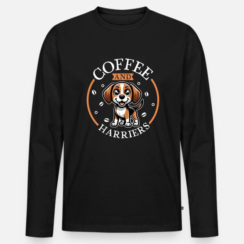 Kaffee und Harrier - Männer Premium Bio Langarmshirt - Schwarz
