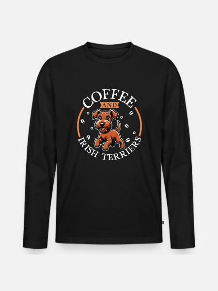 Coffee and Irish Terrier - Men's Premium Organic Long Sleeve Shirt - black