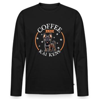Café et Kai Ken - T-shirt manches longues Premium bio Homme - noir - Devant - Nico (187cm)