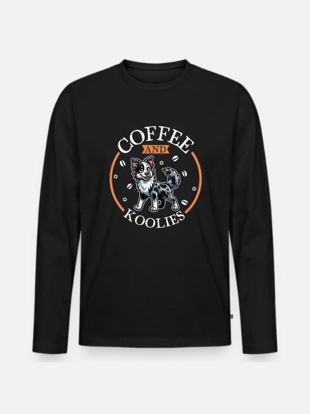 Coffee and Koolie - Men's Premium Organic Long Sleeve Shirt - black
