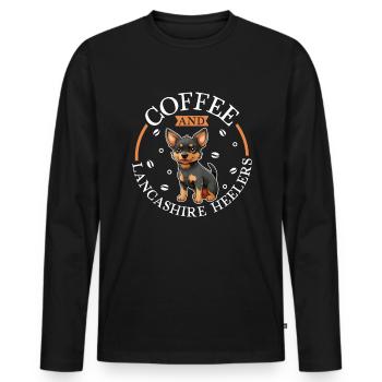 Café et Lancashire Heeler - T-shirt manches longues Premium bio Homme - noir - Devant - Nico (187cm)