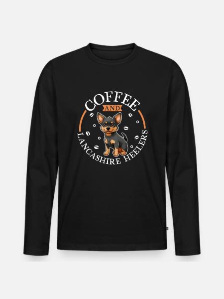 Coffee and Lancashire Heeler - Men's Premium Organic Long Sleeve Shirt - black