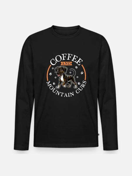 Coffee and Mountain Cur - Men's Premium Organic Long Sleeve Shirt - black