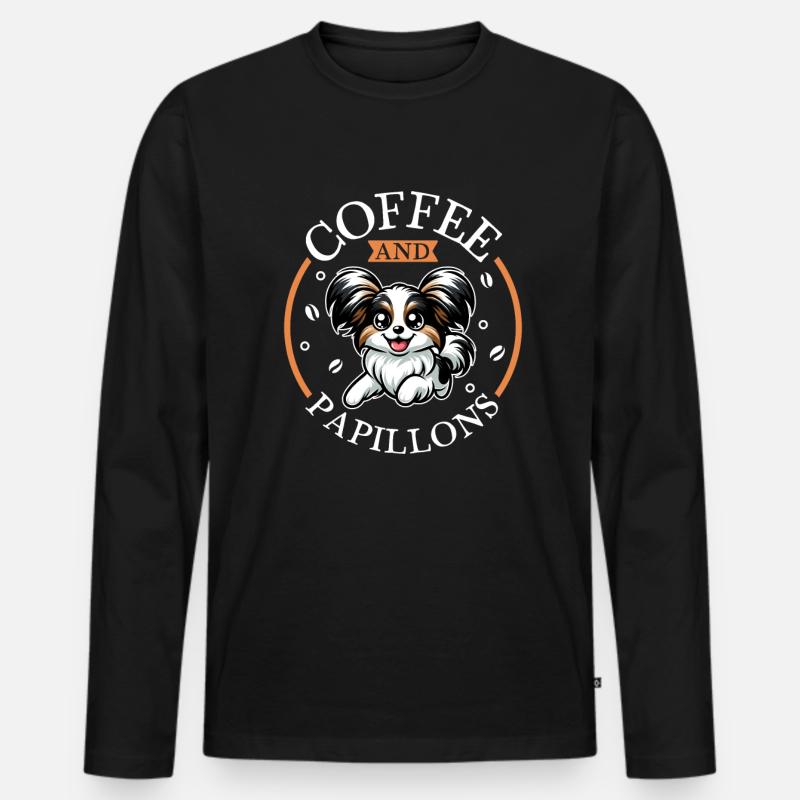 Kaffee und Papillon - Männer Premium Bio Langarmshirt - Schwarz