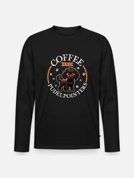 Coffee and poodle pointer - Men's Premium Organic Long Sleeve Shirt - black