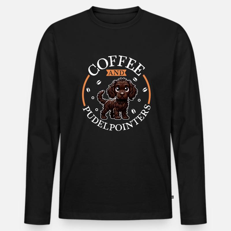 Kaffee und Pudelpointer - Männer Premium Bio Langarmshirt - Schwarz