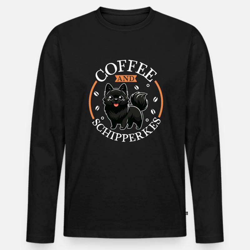 Kaffee und Schipperke - Männer Premium Bio Langarmshirt - Schwarz