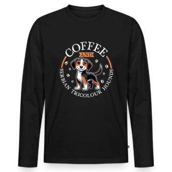 Kaffee und Dreifarbiger Serbischer Laufhund - Männer Premium Bio Langarmshirt - Schwarz - Vorne - Nico (187cm)