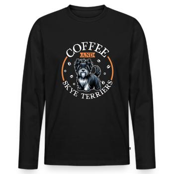 Kaffee und Skye Terrier - Männer Premium Bio Langarmshirt - Schwarz - Vorne - Nico (187cm)