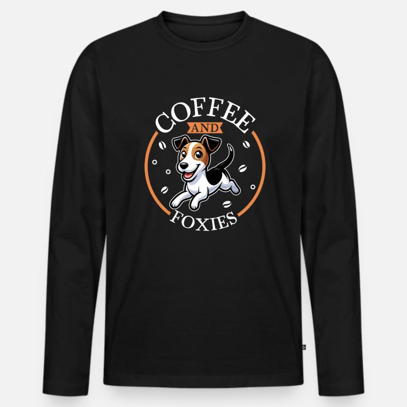 Kaffee und Glatthaar-Foxterrier - Männer Premium Bio Langarmshirt - Schwarz