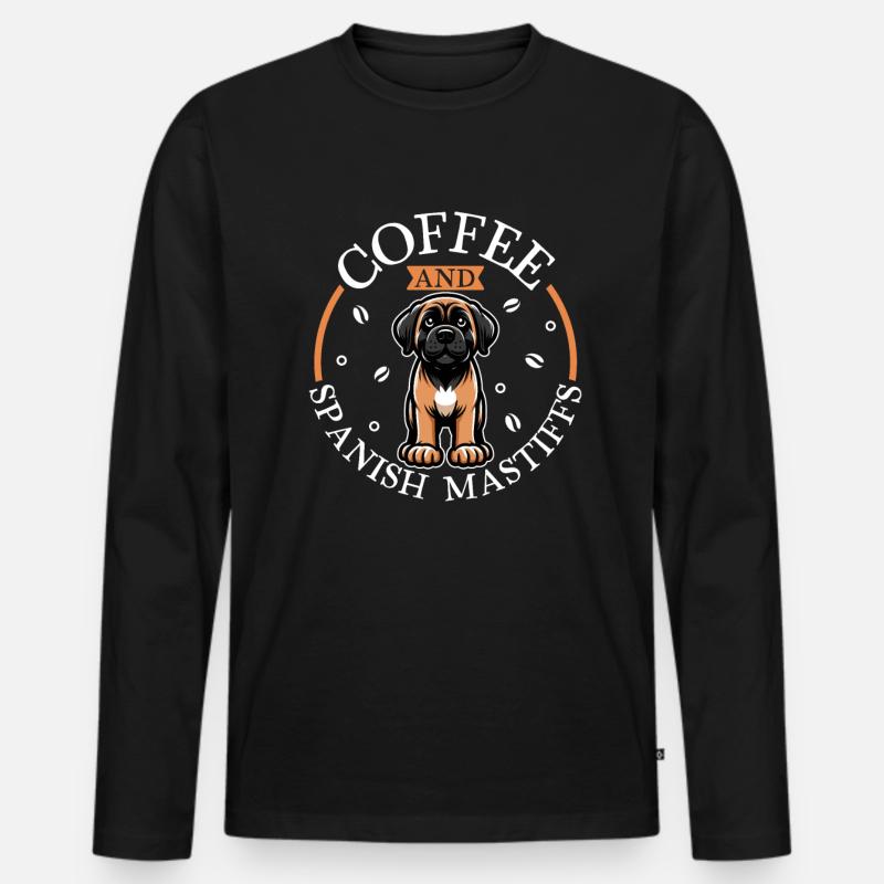 Kaffee und Mastín Español - Männer Premium Bio Langarmshirt - Schwarz