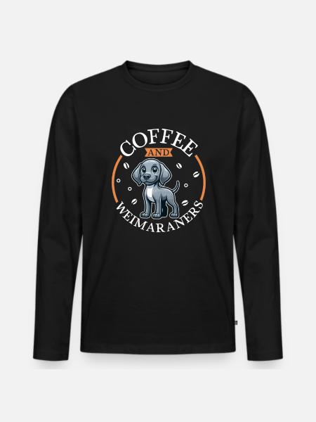 Kaffee und Weimaraner - Männer Premium Bio Langarmshirt - Schwarz