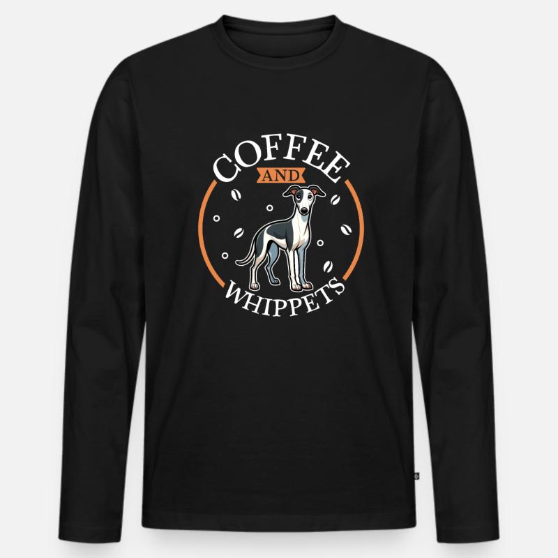 Kaffee und Whippet - Männer Premium Bio Langarmshirt - Schwarz