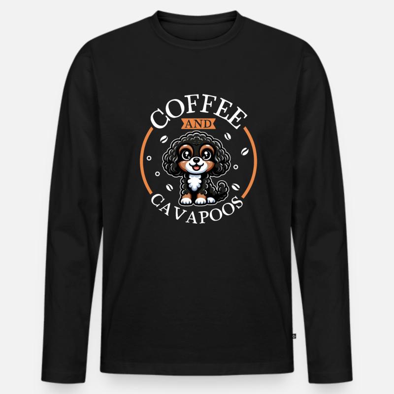 Coffee and Cavapoo - Men's Premium Organic Long Sleeve Shirt - black