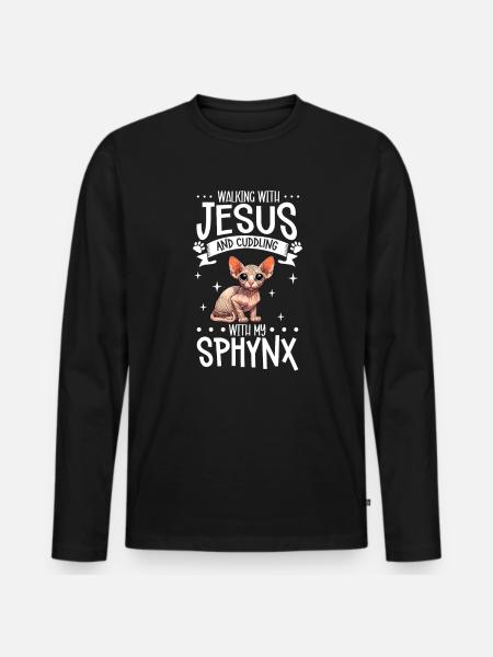 Jesus and my Sphynx - Men's Premium Organic Long Sleeve Shirt - black