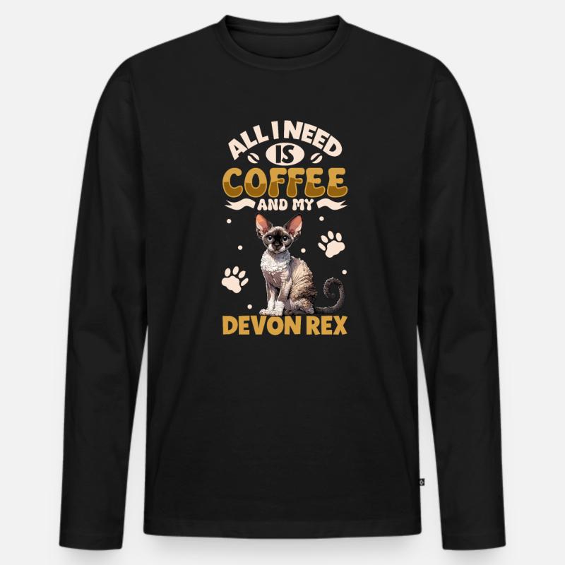 Coffee and my Devon Rex - Men's Premium Organic Long Sleeve Shirt - black
