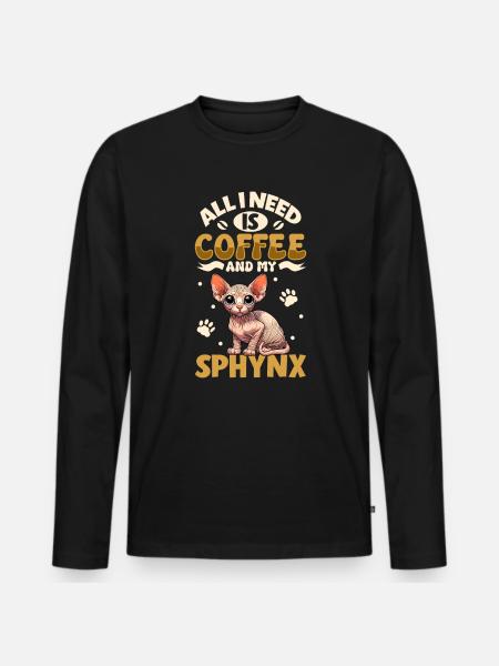 Coffee and my Sphynx - Men's Premium Organic Long Sleeve Shirt - black
