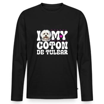 J'adore mon Coton de Tuléar - T-shirt manches longues Premium bio Homme - noir - Devant - Nico (187cm)