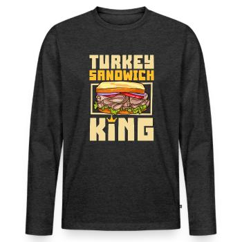 Turkey Sandwich King - Männer Premium Bio Langarmshirt - Anthrazit meliert - Vorne - Nico (187cm)
