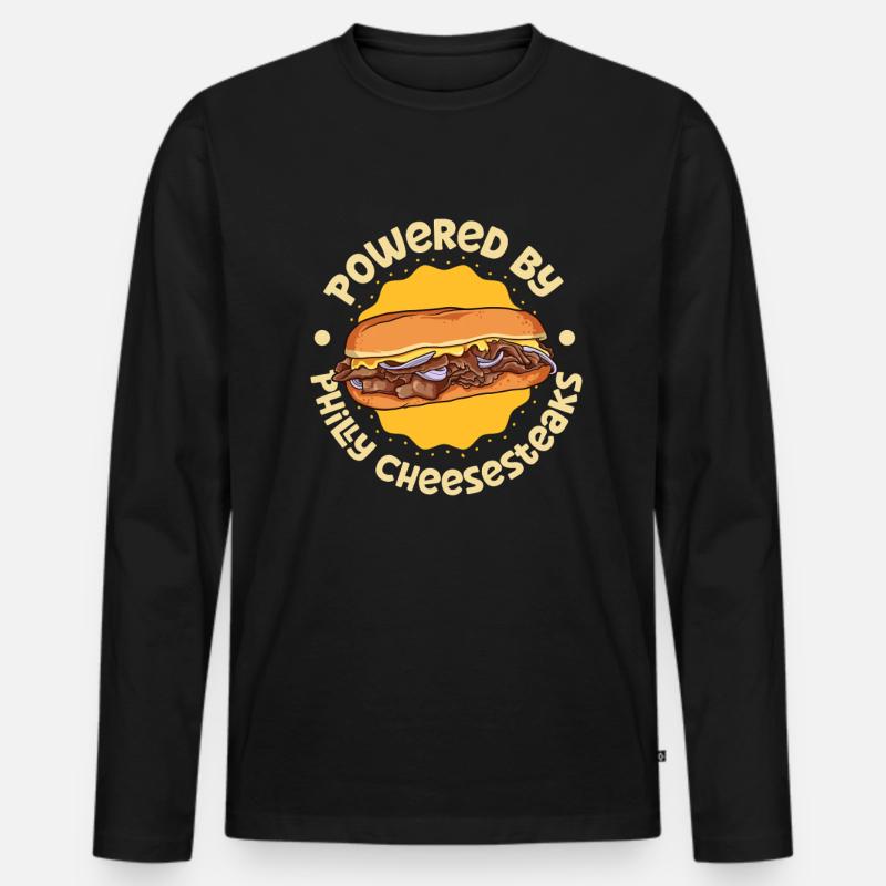 Powered by Philly Cheesesteak - Männer Premium Bio Langarmshirt - Schwarz