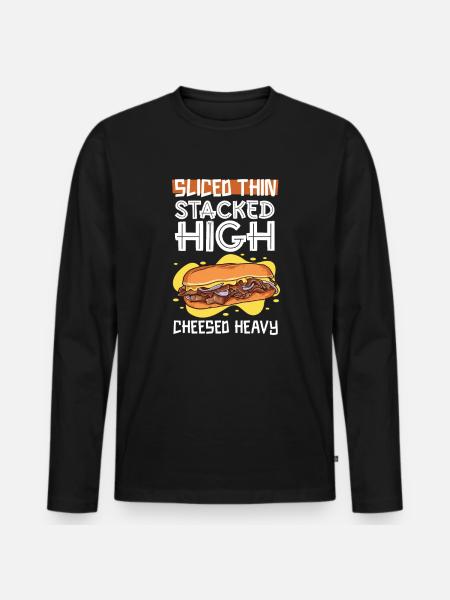 Thinly Sliced - Philly Cheesesteak - Men's Premium Organic Long Sleeve Shirt - black