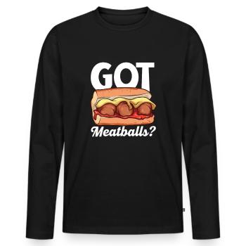 Hast du Fleischbällchen? - Meatball Sub - Männer Premium Bio Langarmshirt - Schwarz - Vorne - Nico (187cm)