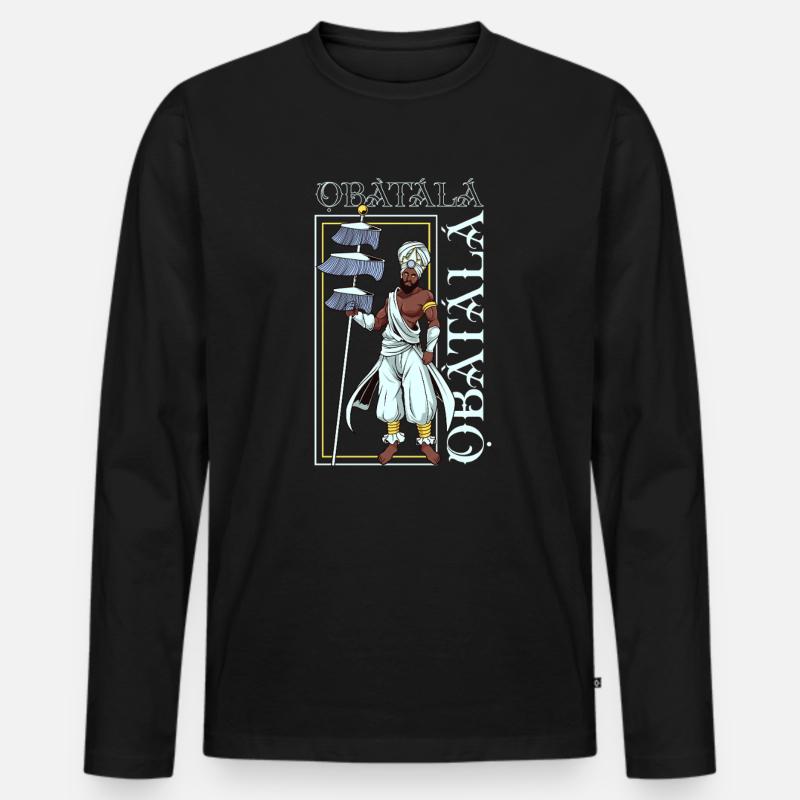 Yoruba Gott - Obatala - Männer Premium Bio Langarmshirt - Schwarz