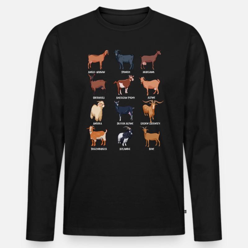 Verschiedene Kawaii Ziegen - Männer Premium Bio Langarmshirt - Schwarz