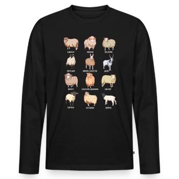 Verschiedene Kawaii Schafe - Männer Premium Bio Langarmshirt - Schwarz - Vorne - Nico (187cm)