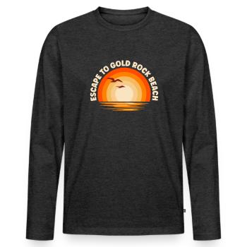 I'm fleeing to Gold Rock Beach - Men's Premium Organic Long Sleeve Shirt - heather anthracite - Front - Nico (187cm)
