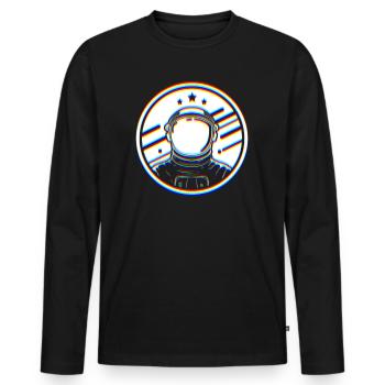 L’art du glitch | Illusion d’optique EDM Rave Vaporwave - T-shirt manches longues Premium bio Homme - noir - Devant - Nico (187cm)