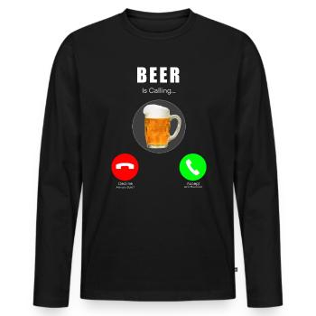 Bier ruft / Beer Is Calling - Men's Premium Organic Long Sleeve Shirt - black - Front - Nico (187cm)