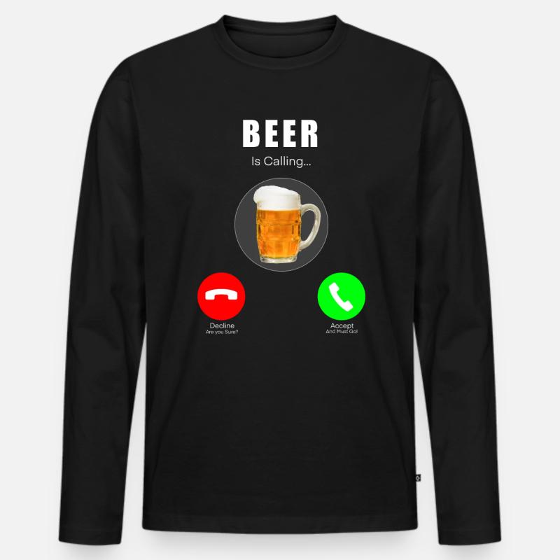 Bier ruft / Beer Is Calling - Männer Premium Bio Langarmshirt - Schwarz