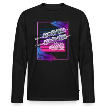 Vaporwave Barbecue Retro BBQ Lover Kebab Skewer Gr - Men's Premium Organic Long Sleeve Shirt - black - Front - Nico (187cm)