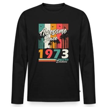 1973 Jahrgang geboren Vintage Geburtstag Geschenk - Männer Premium Bio Langarmshirt - Schwarz - Vorne - Nico (187cm)