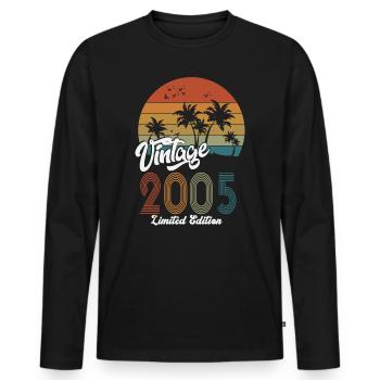 Né en 2005 Anniversaire Vintage Cadeau - T-shirt manches longues Premium bio Homme - noir - Devant - Nico (187cm)