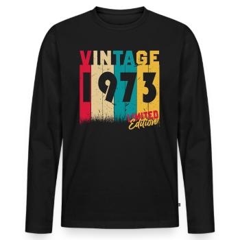 50 anniversaire 50 ans nés en 1973 - T-shirt manches longues Premium bio Homme - noir - Devant - Nico (187cm)