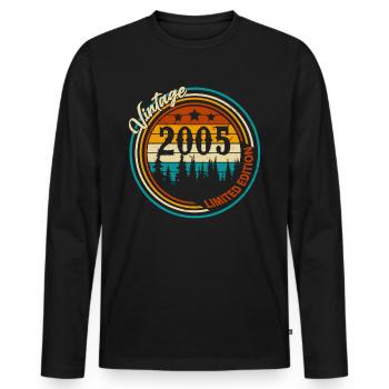 Né en 2005 Vintage Retro Anniversaire - T-shirt manches longues Premium bio Homme - noir - Devant - Nico (187cm)