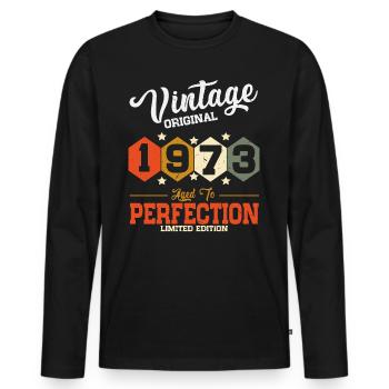 Vintage 1973 vintage anniversaire cadeau rétro - T-shirt manches longues Premium bio Homme - noir - Devant - Nico (187cm)
