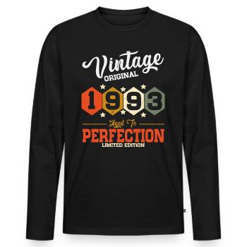 Vintage 1993 vintage anniversaire rétro cadeau - T-shirt manches longues Premium bio Homme - noir - Devant - Nico (187cm)