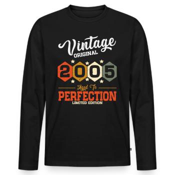 Vintage 2005 vintage anniversaire cadeau rétro - T-shirt manches longues Premium bio Homme - noir - Devant - Nico (187cm)