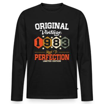 Original 1983 Vintage vintage retro anniversaire - T-shirt manches longues Premium bio Homme - noir - Devant - Nico (187cm)