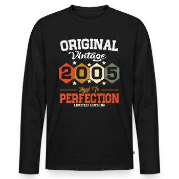 Original 2005 Vintage vintage retro anniversaire - T-shirt manches longues Premium bio Homme - noir - Devant - Nico (187cm)