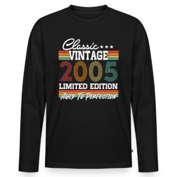 2005 vintage vintage cadeau d’anniversaire rétro - T-shirt manches longues Premium bio Homme - noir - Devant - Nico (187cm)